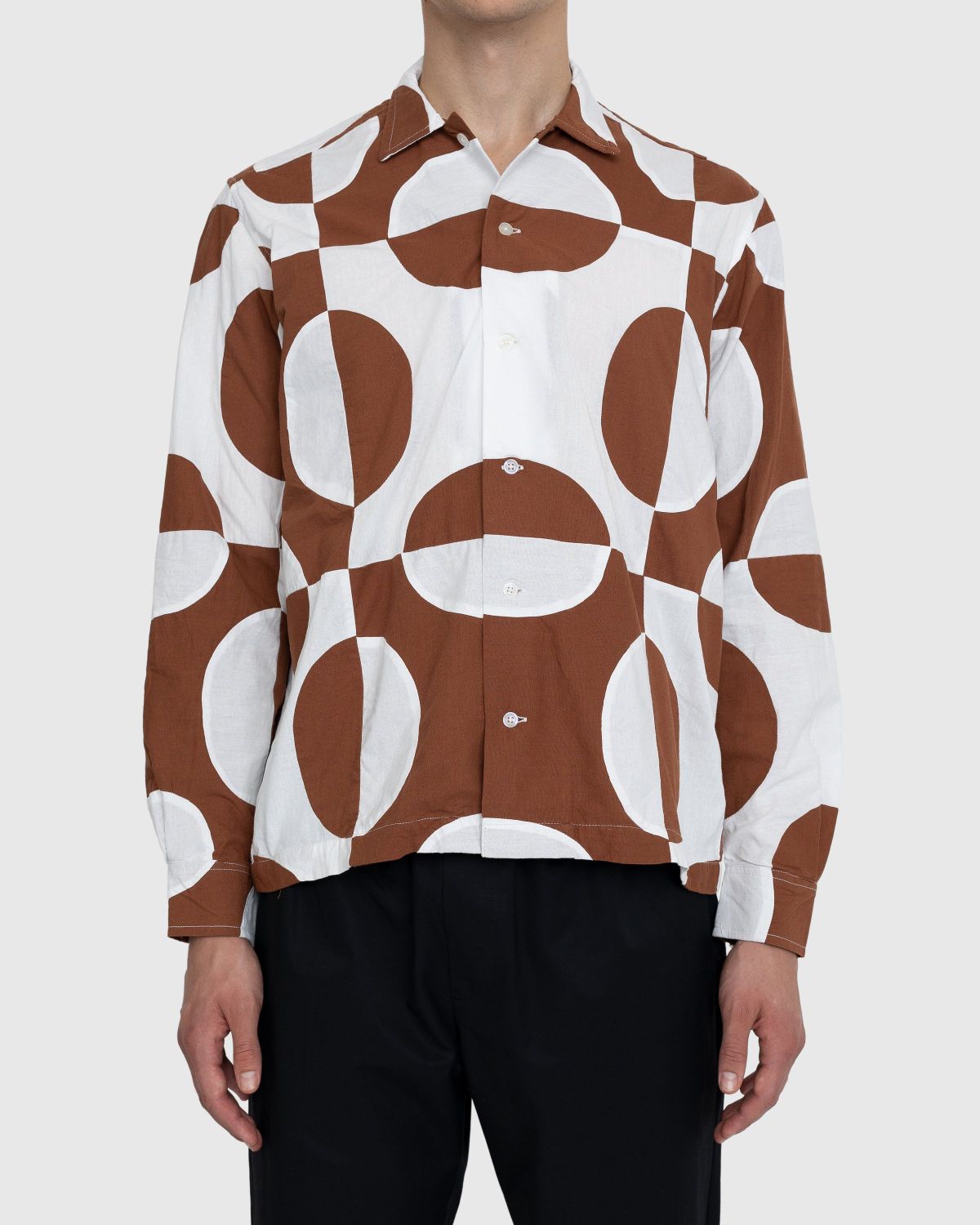 Bode – Duo Oval Patchwork Long-Sleeve Shirt Brown - Shirts - Multi - Image 2