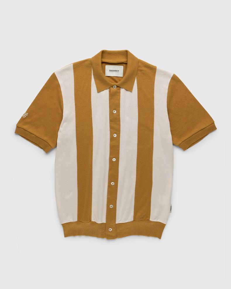 Highsnobiety – Knit Bowling Shirt Beige Brown