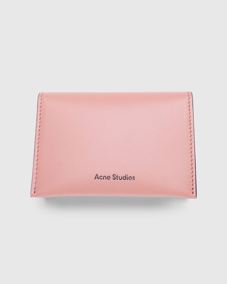 Folded Leather Card Holder Salmon Pink