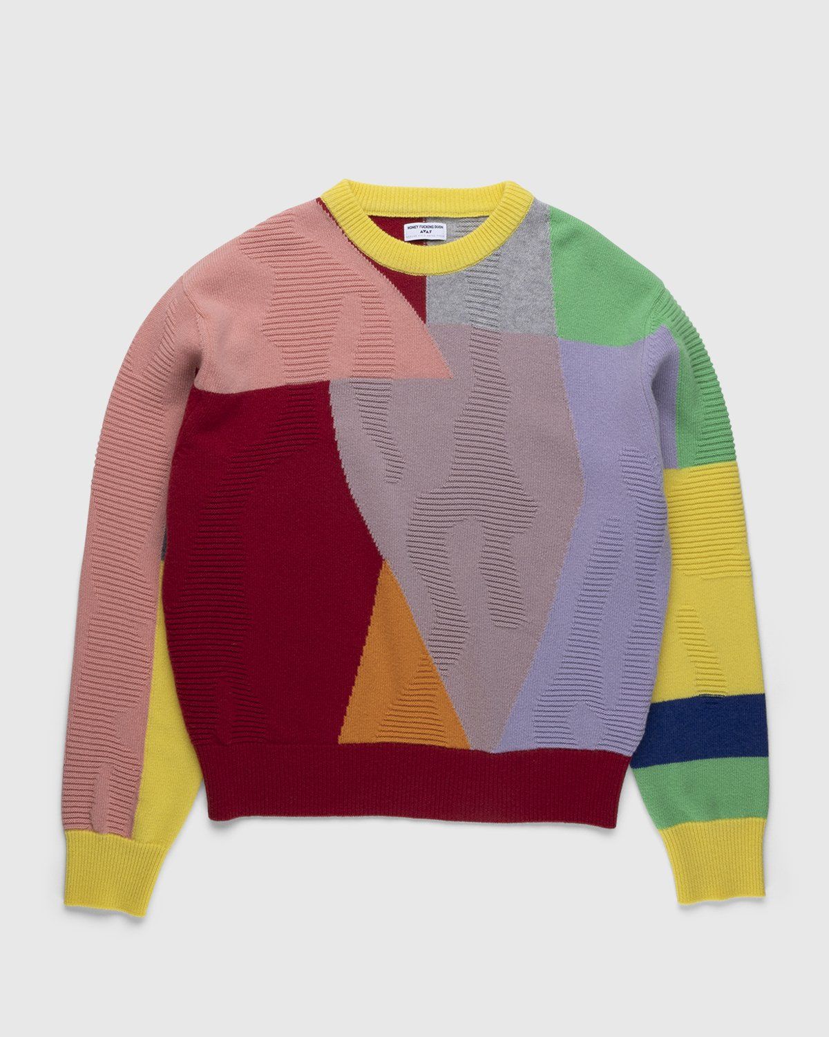 Honey Fucking Dijon x Eli Avaf – Textured Crewneck Knitted Sweater - Knitwear - Multi - Image 1