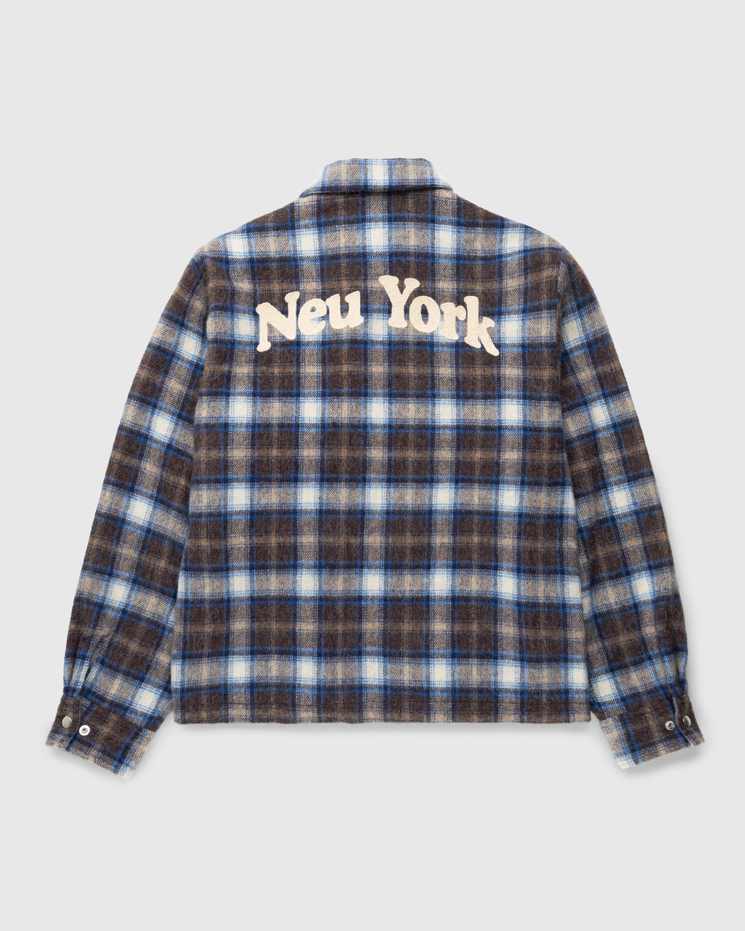 Highsnobiety – Neu York Shaggy Wool Plaid Zip Shirt Brown - Shirts - Brown - Image 1