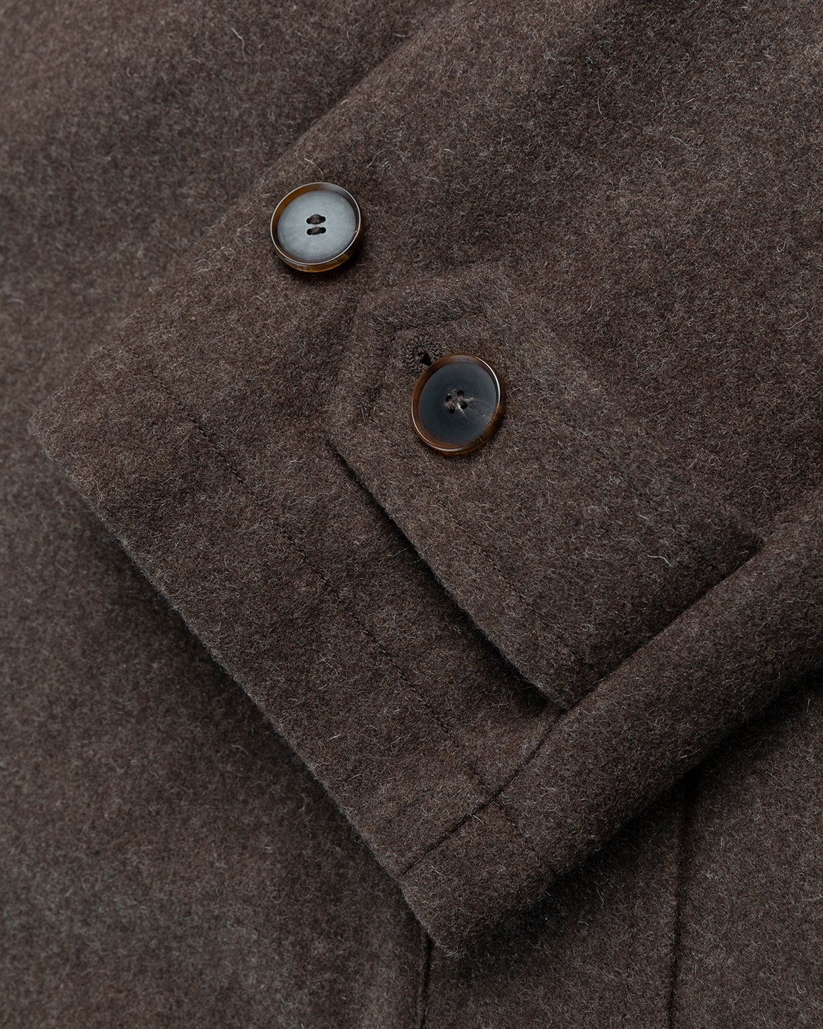 Auralee – Double-Breasted Shetland Wool Overcoat Dark Brown - Peacoats - Brown - Image 5
