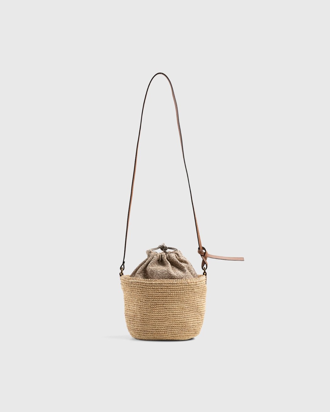 Loewe Neutral Anagram Pochette Raffia Cross Body Bag in White