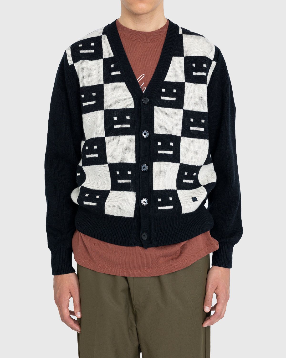 Acne Studios – Knit Wool Cardigan Black/Oatmeal Melange - Knitwear - Black - Image 2
