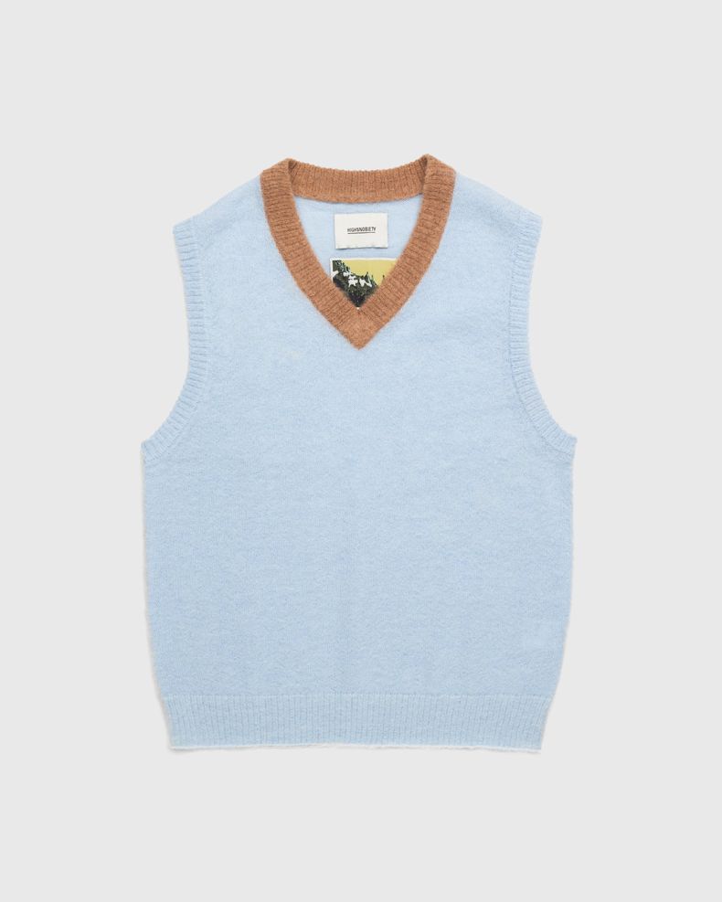 Highsnobiety – Light Alpaca Sweater Vest Light Blue/Brown