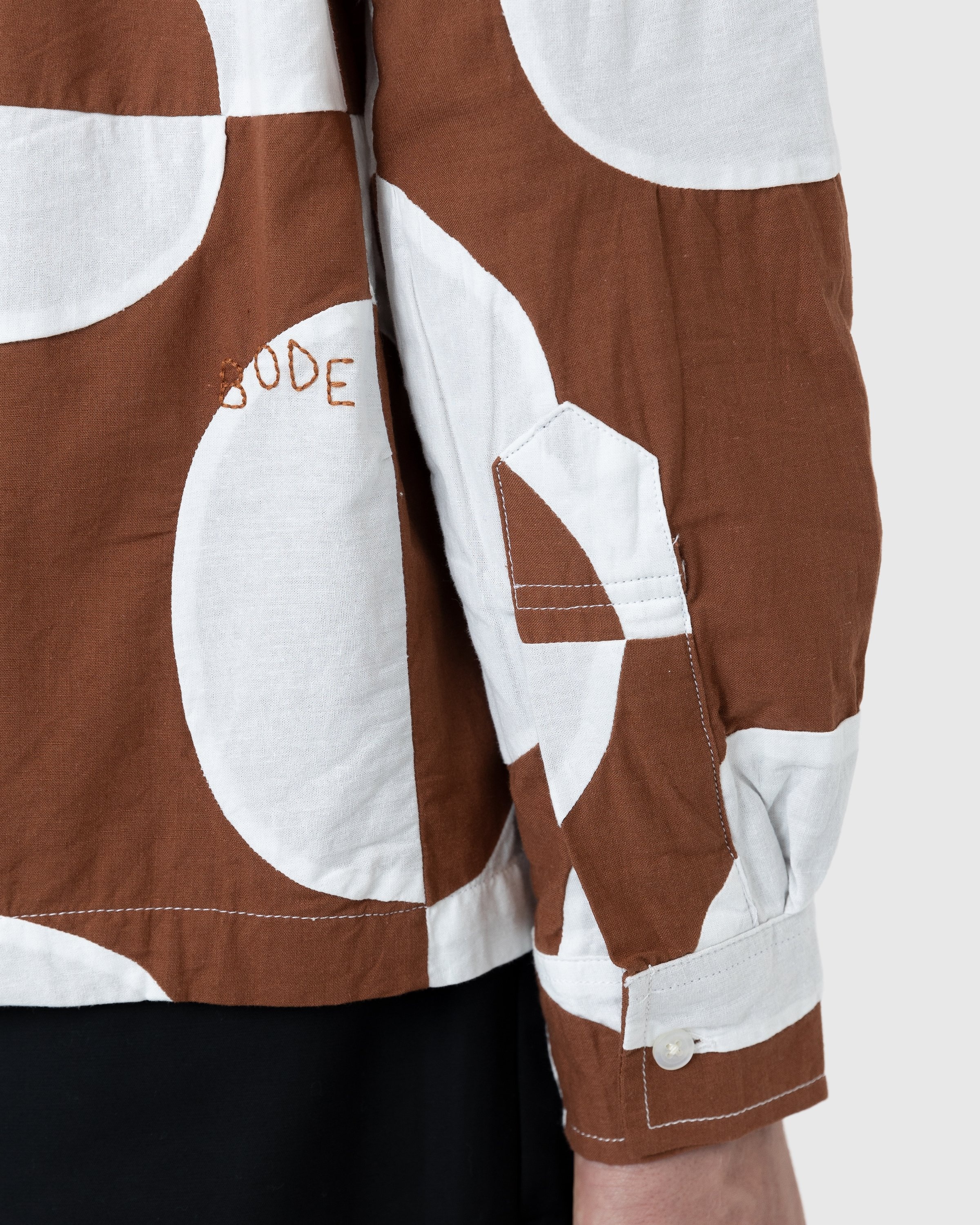 Bode – Duo Oval Patchwork Long-Sleeve Shirt Brown - Shirts - Multi - Image 6