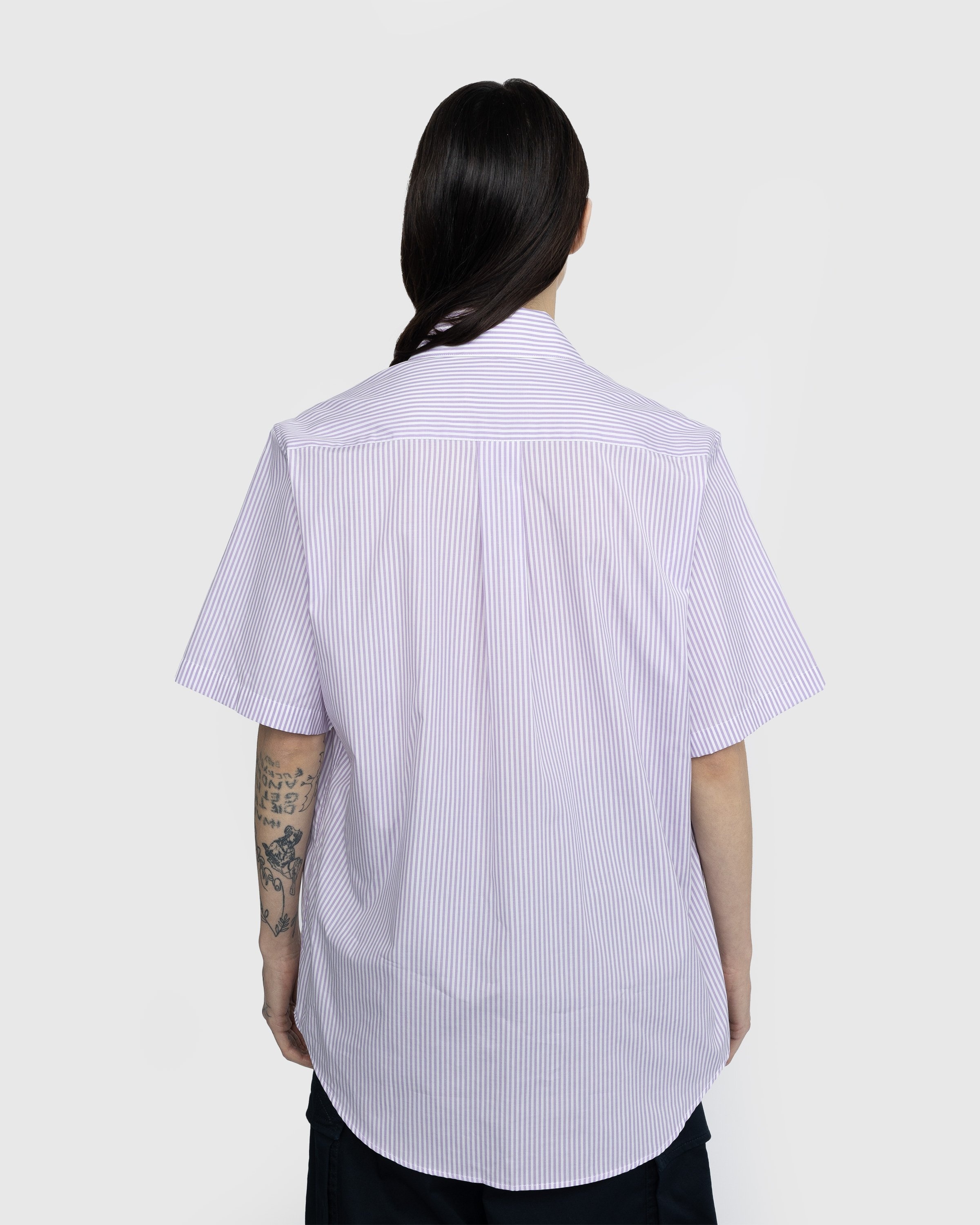 Martine Rose – Classic Short-Sleeve Button-Down Shirt Lilac and White  Stripe