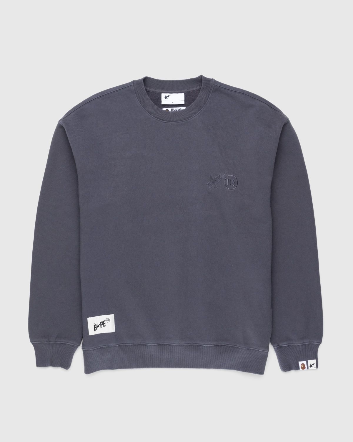 BAPE x Highsnobiety – Heavy Washed Crewneck Charcoal - Sweats - Grey - Image 1