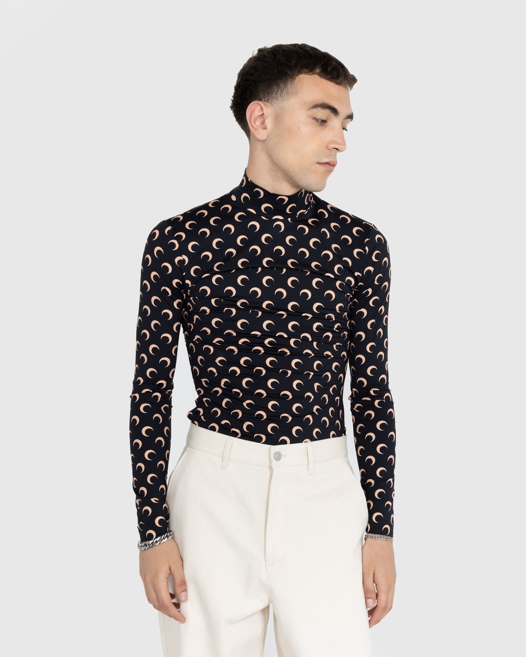 Marine Serre – All-Over Moon Print Second Skin Top Brown - Tops - Black - Image 2