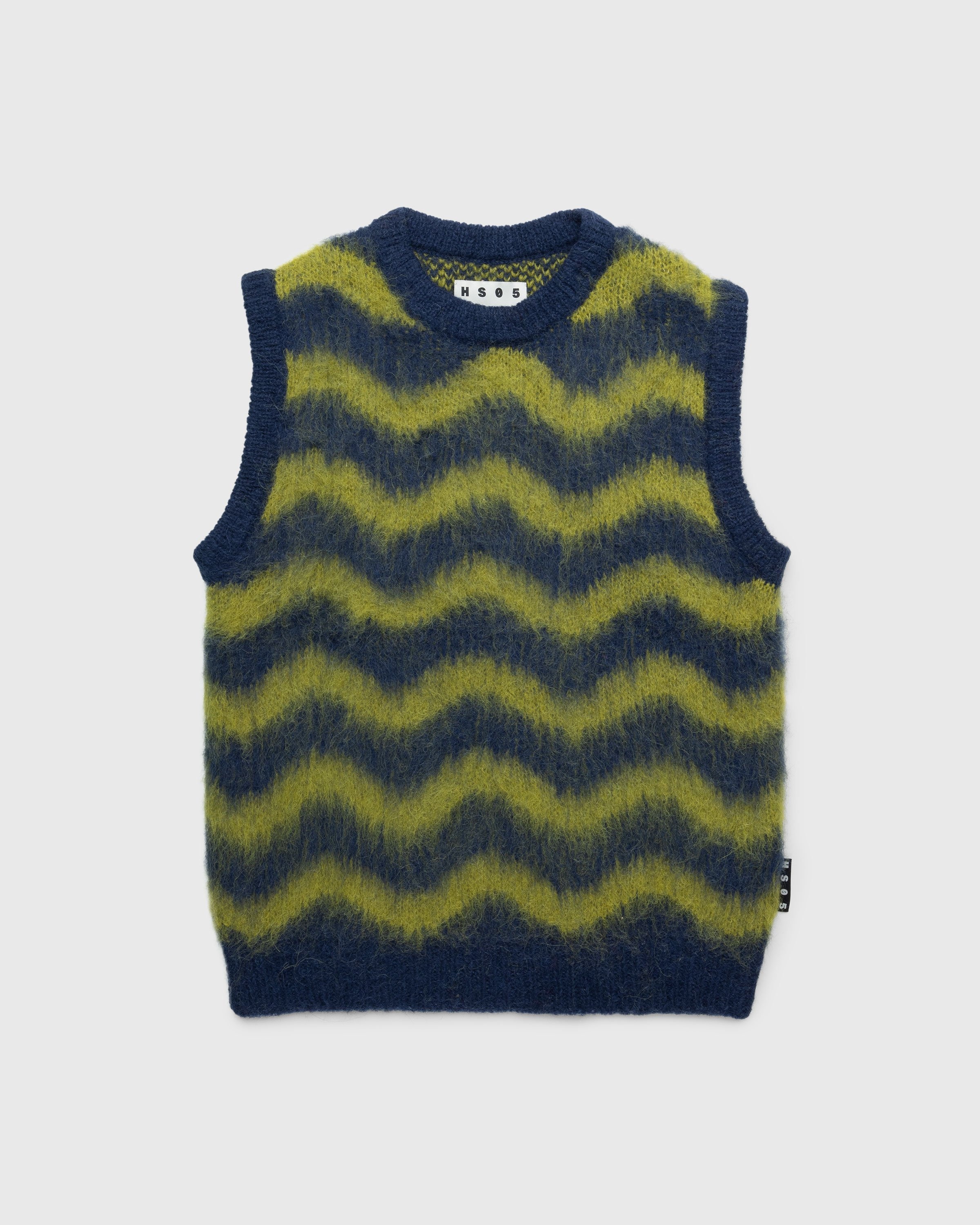 Highsnobiety HS05 Alpaca Fuzzy Wave Sweater Vest Navy Olive