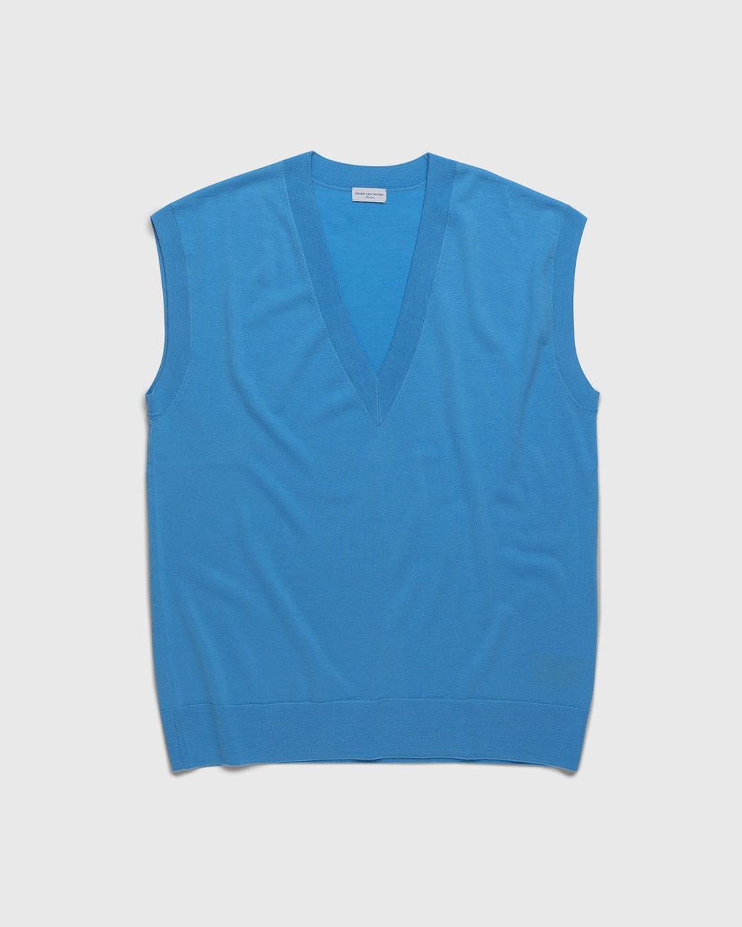 Dries van Noten – Merino Sleeveless Sweater Madonna - Knitwear - Blue - Image 1