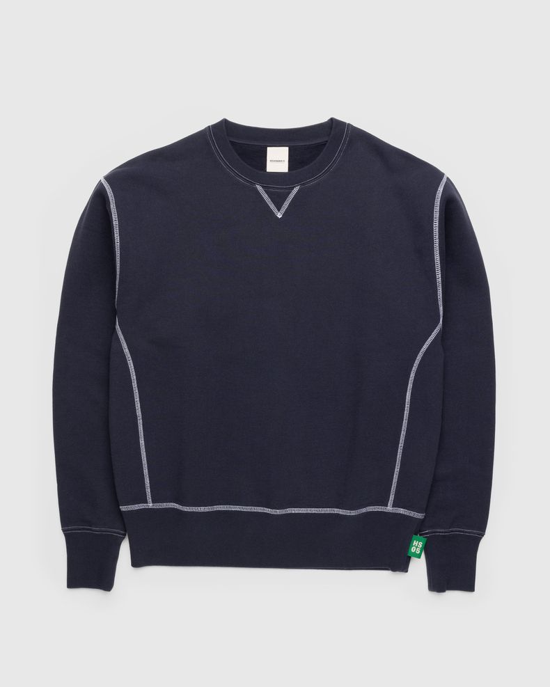 Contrast Stitch Fleece Crew Navy