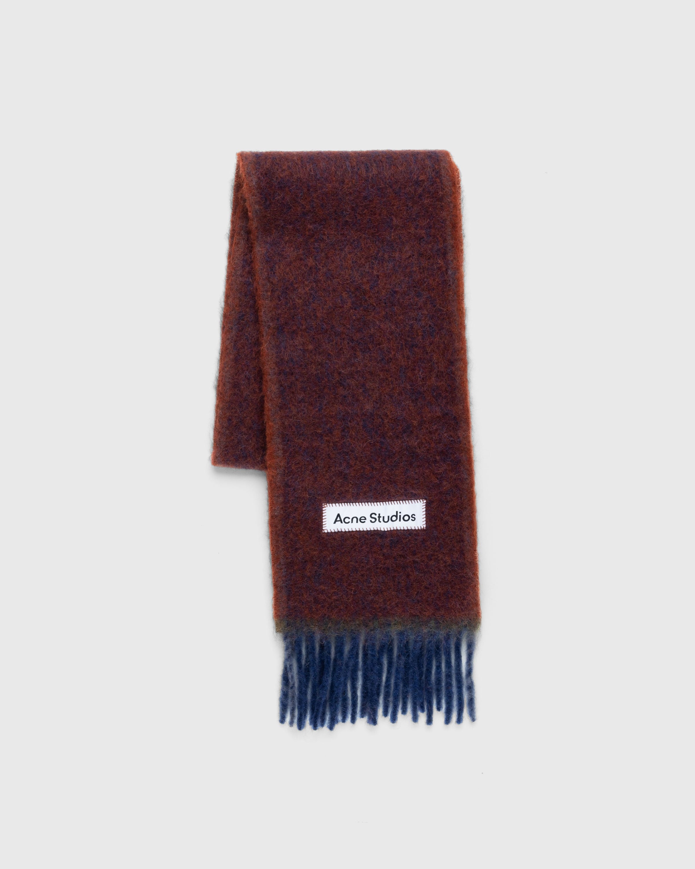 Acne Studios – Mohair Wool Fringe Scarf Brown - Scarves - Blue - Image 2