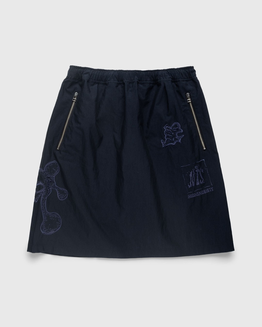 NTS x Highsnobiety – Brushed Nylon Skirt Navy - Skirts - Black - Image 1