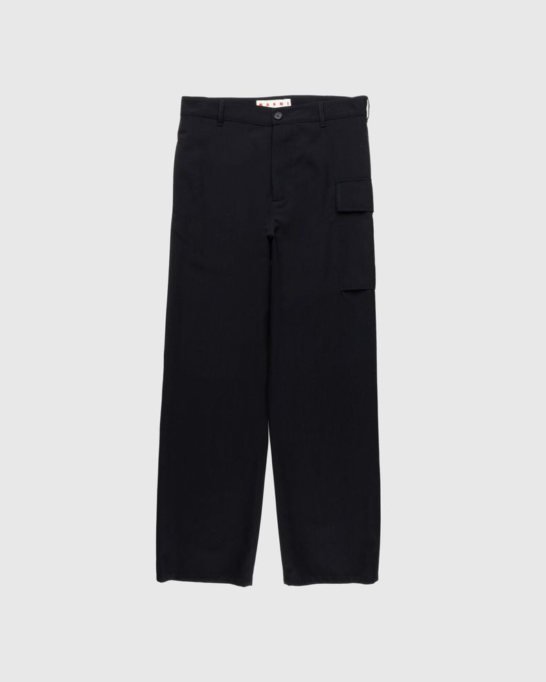Cargo Pocket Wool Trousers Black