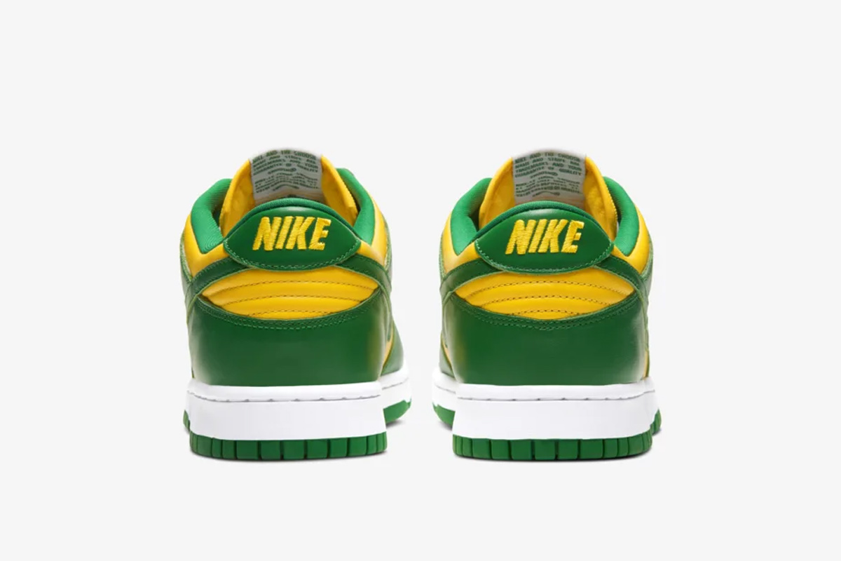 Nike SB Dunk Low Brazil yellow green and white product shot