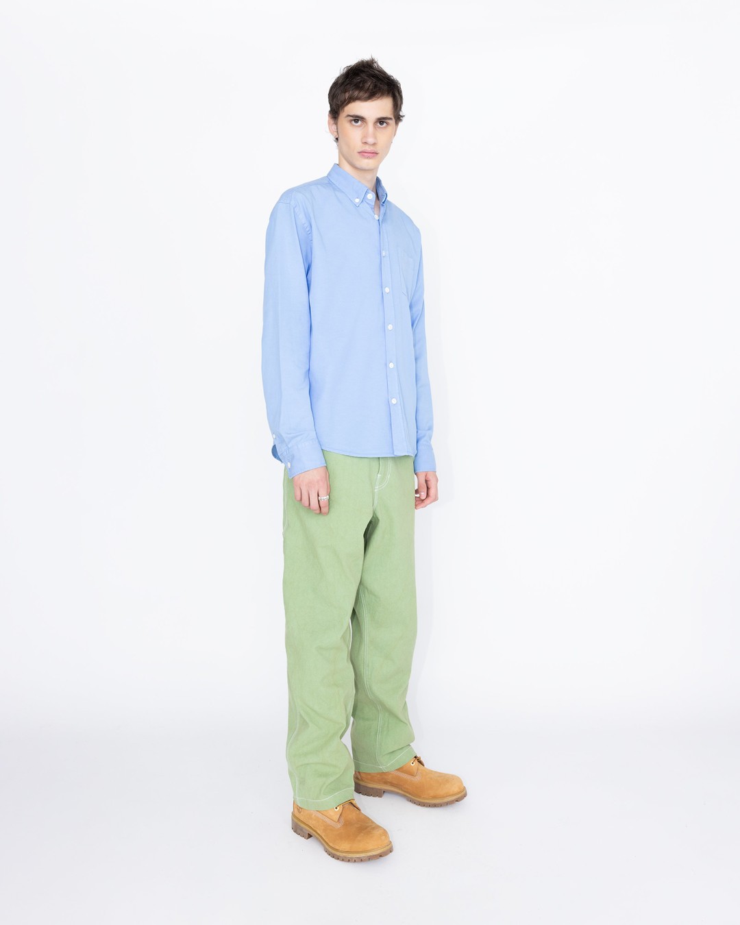 Highsnobiety HS05 – Garment-Dyed Peach Long-Sleeve Shirt Blue - Shirts - Blue - Image 3