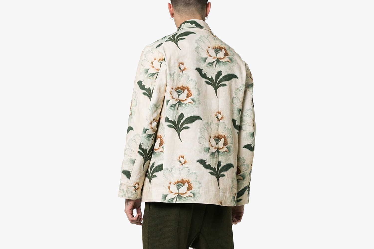 Lotus Flower Print Shirt Jacket
