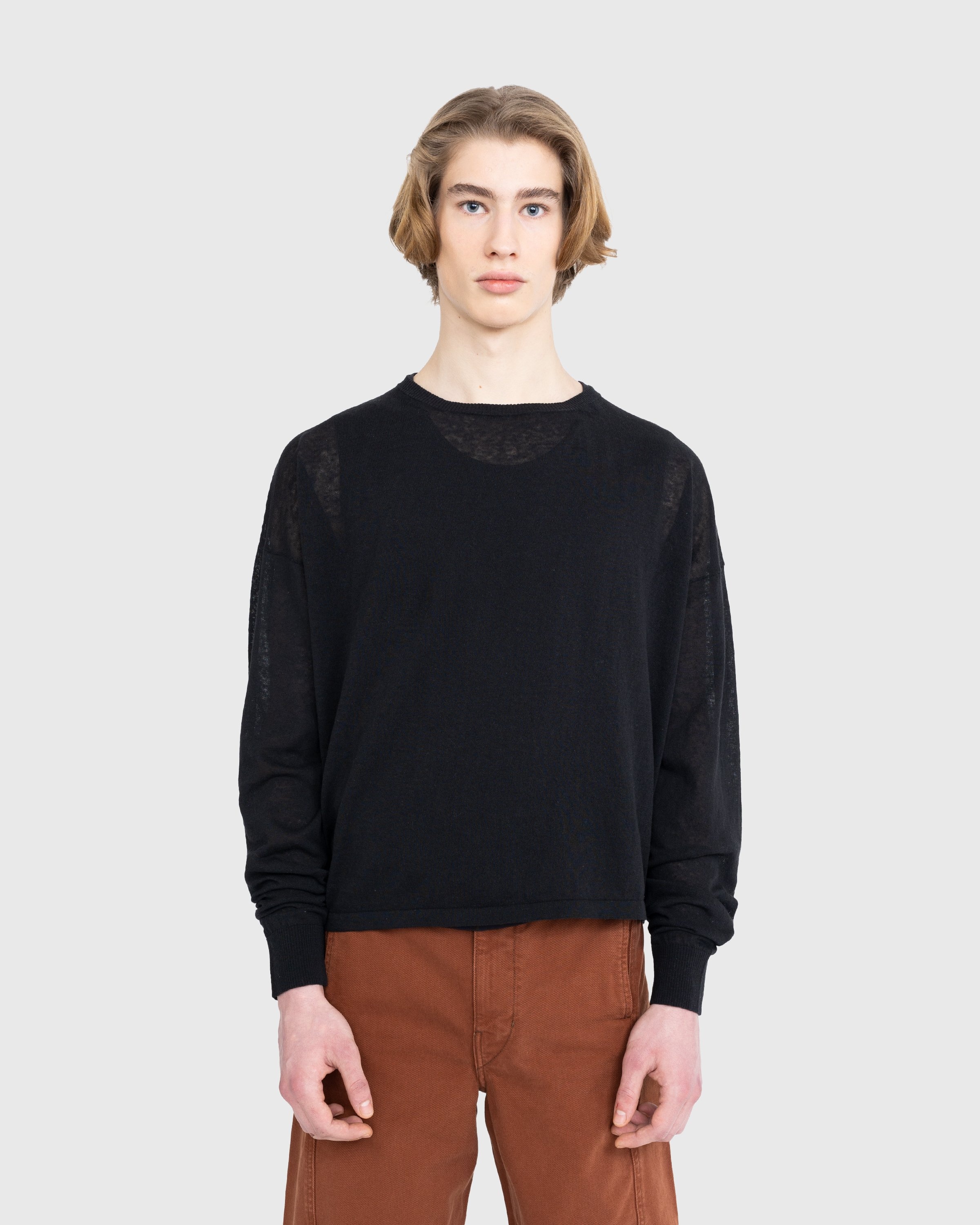 Lemaire – Boxy Cotton Linen Sweater Black - Sweatshirts - Black - Image 2