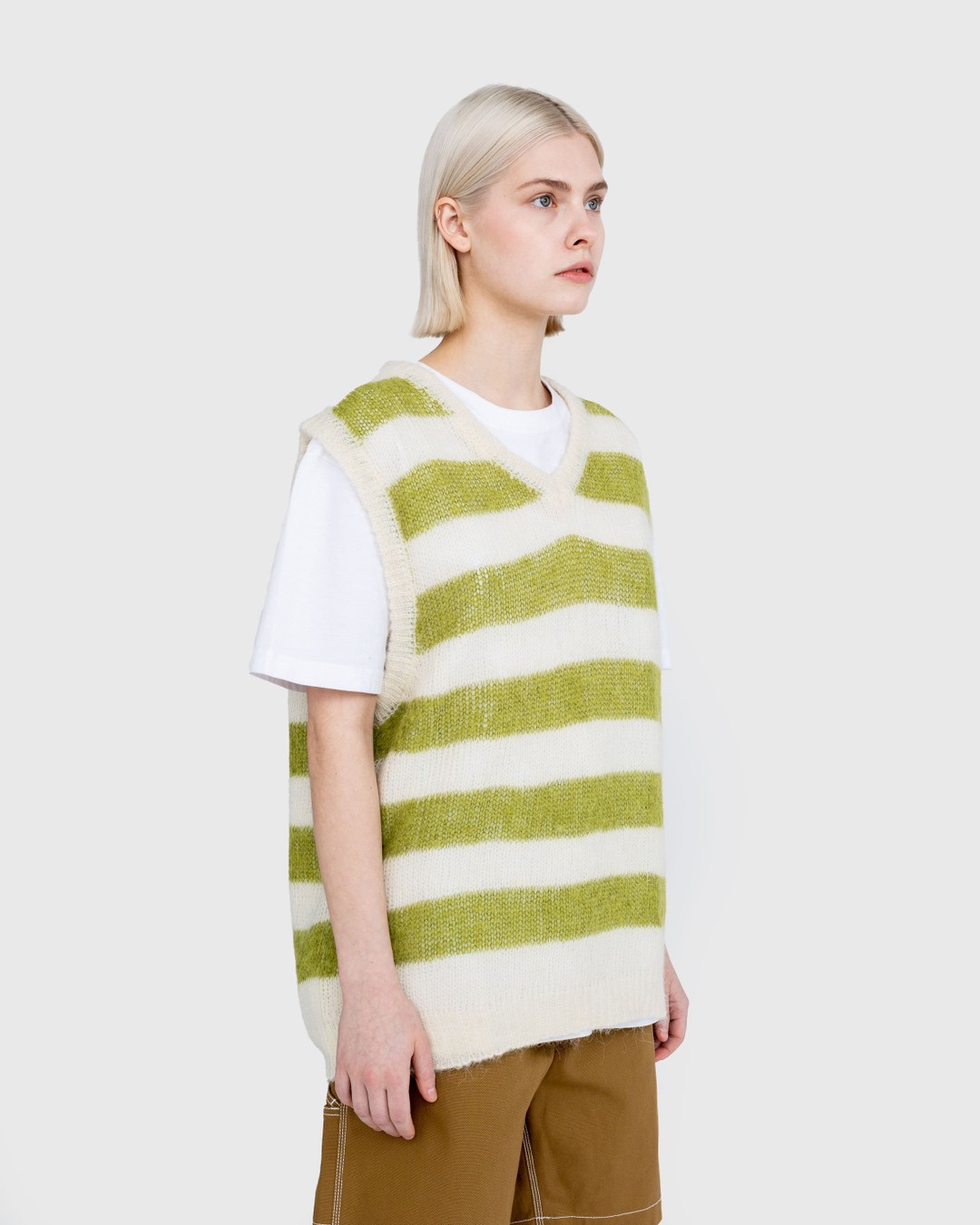 Highsnobiety – Sweater Vest Green/Ivory - Gilets - Multi - Image 4