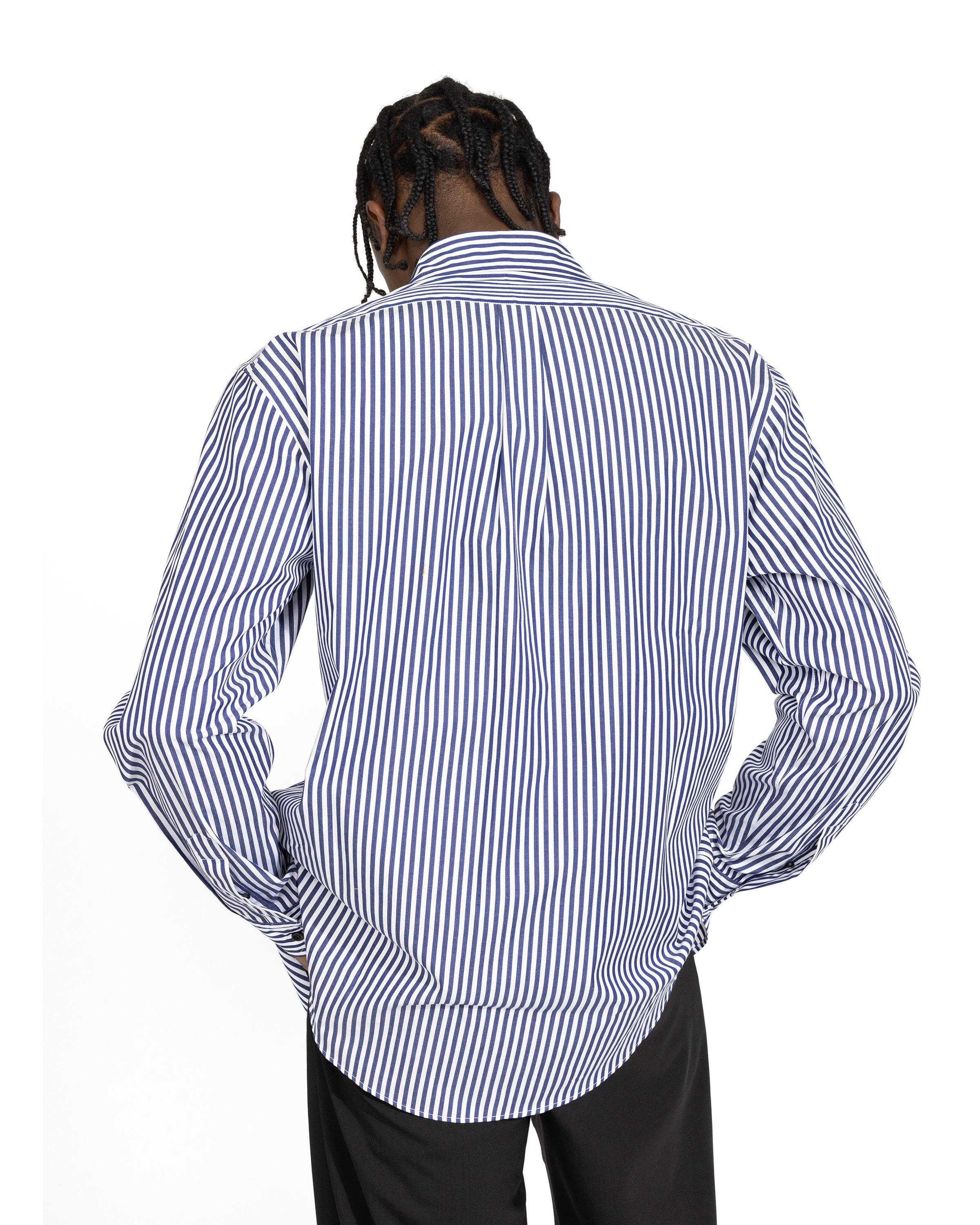 Y/Project – Pinched Logo Stripe Shirt Navy/White - Shirts - Blue - Image 3
