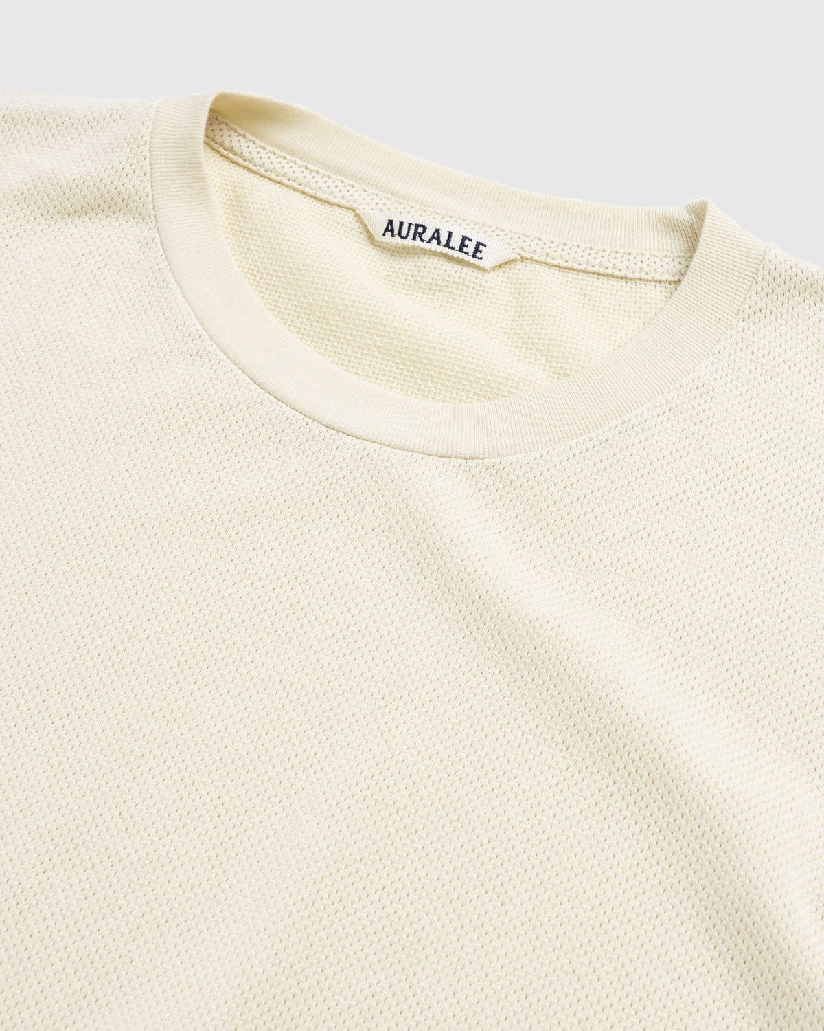 Auralee – Cotton Mesh Dyed Tee Ivory - Tops - Beige - Image 5