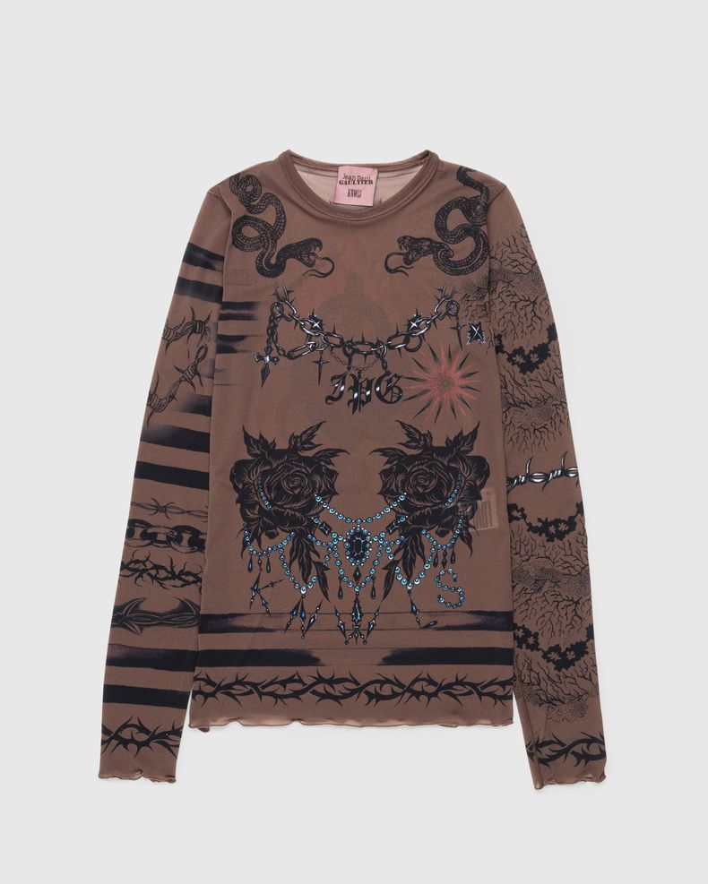 Trompe l'oeil Tattoo Longsleeve Top Ebene/Grey/Black