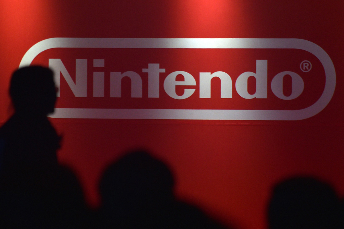 nintendo logo on a red background