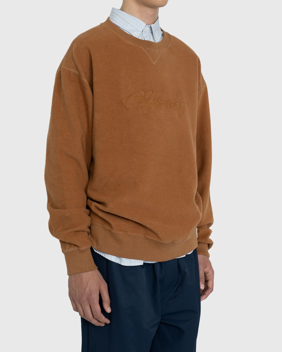 Highsnobiety – Script Logo Reverse Fleece Crew Brown - Sweats - Brown - Image 3