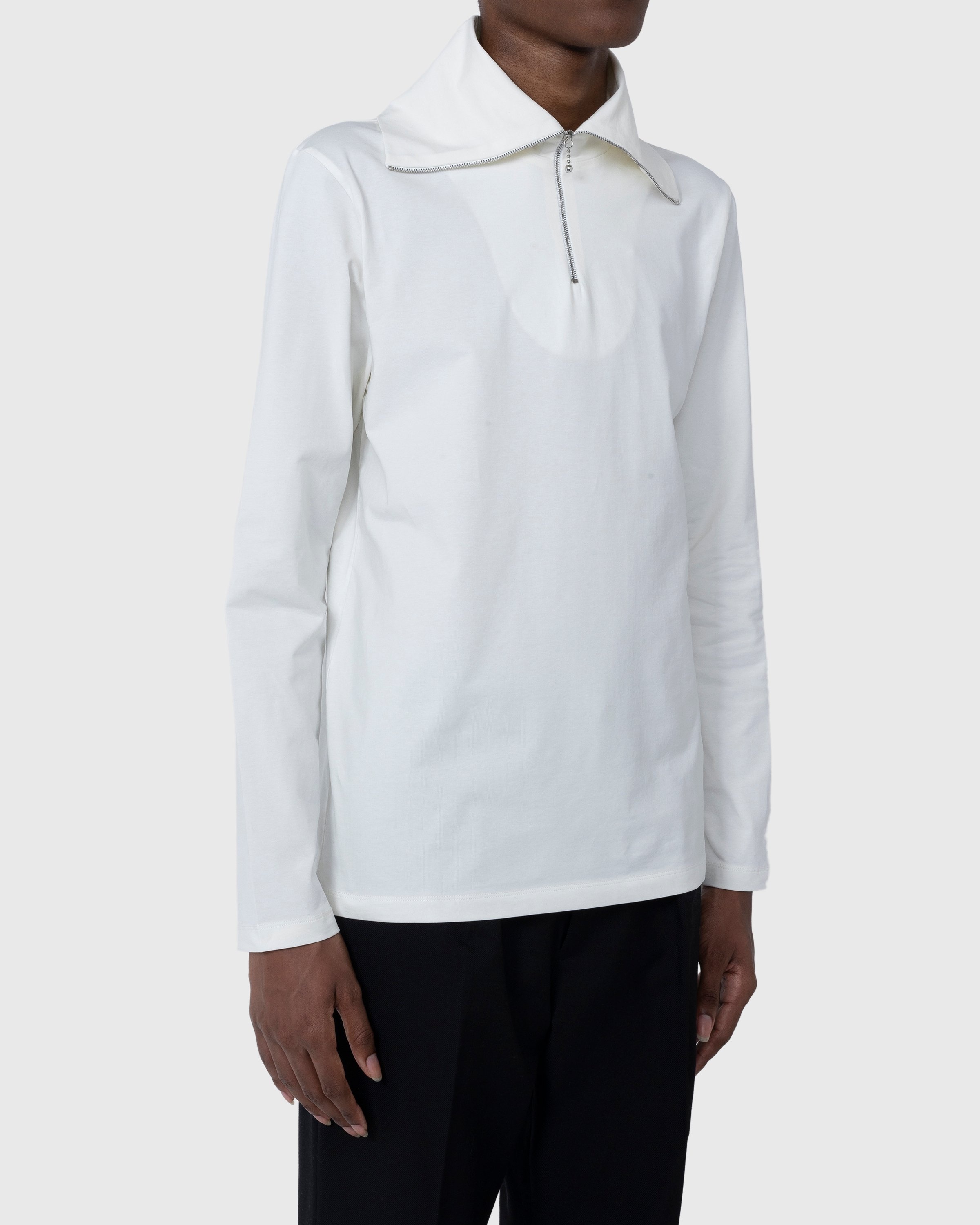 Jil Sander – Zip-Up Longsleeve Milk - Tops - Beige - Image 3