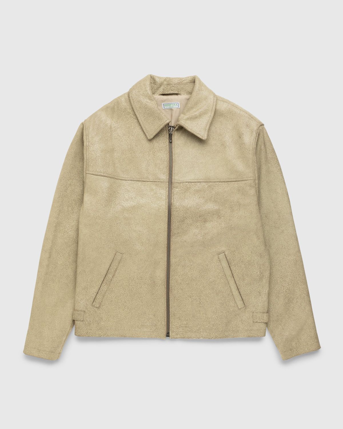 Guess USA – Crackle Leather Jacket Beige - Outerwear - Beige - Image 1