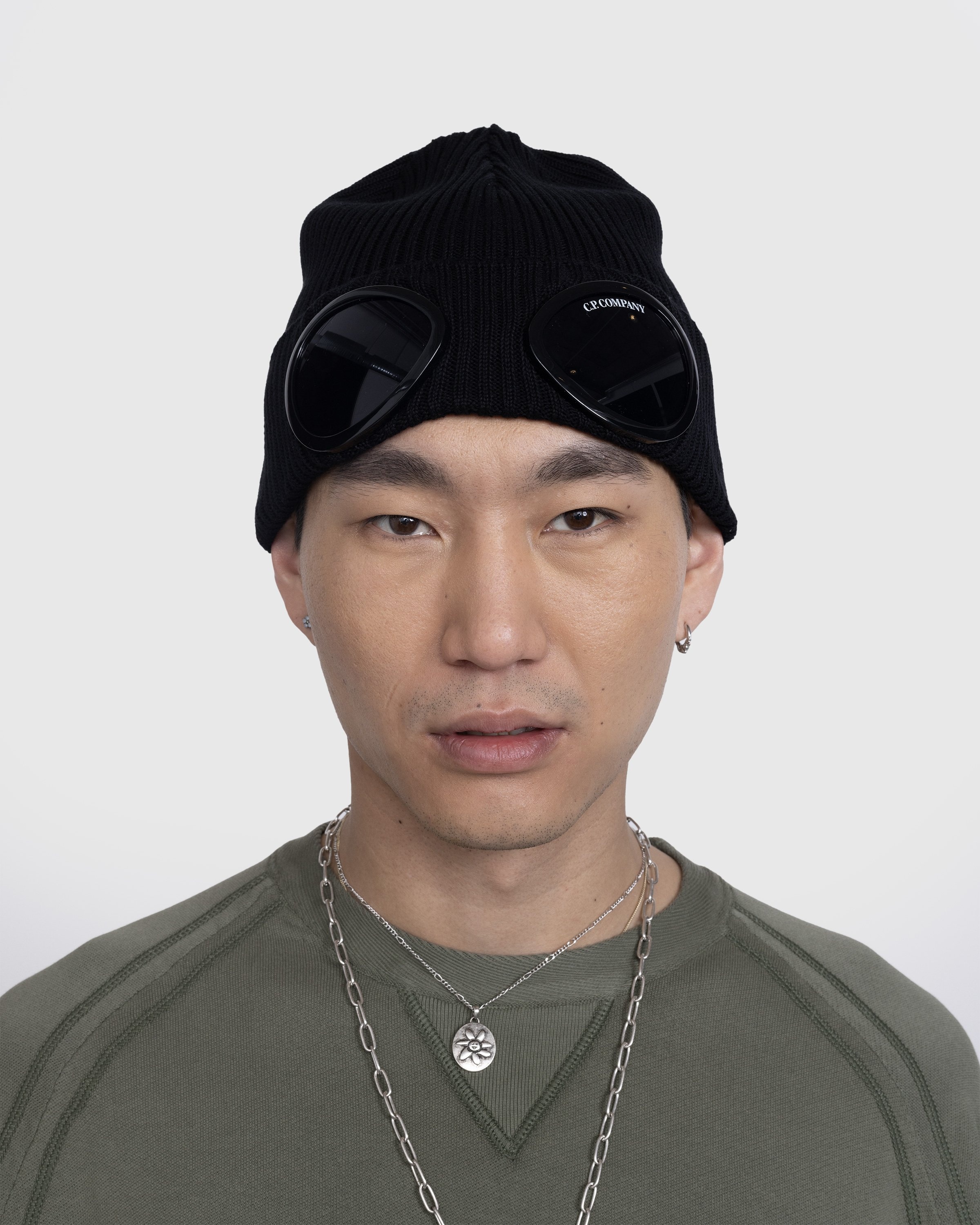 C.P. Company – Cotton Goggle Beanie Black - Hats - Black - Image 3