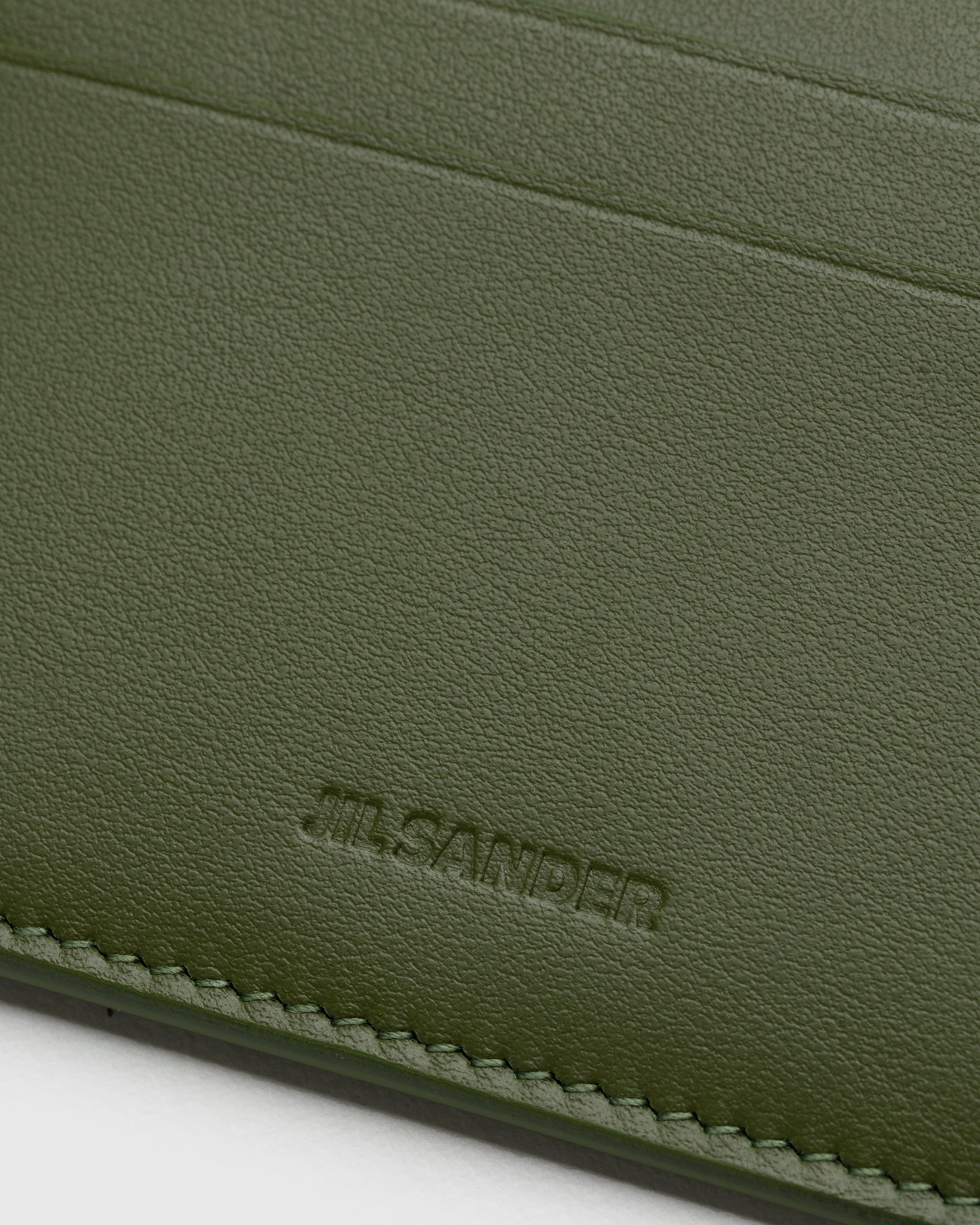 Jil Sander – Leather Card Holder Green - Wallets - Grey - Image 4