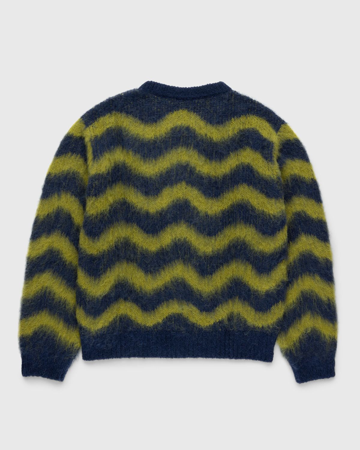 Highsnobiety HS05 – Alpaca Fuzzy Wave Sweater Navy/Olive Green - Knitwear - Multi - Image 2