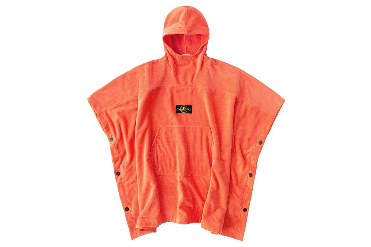 stone island Terry cloth poncho in orange
