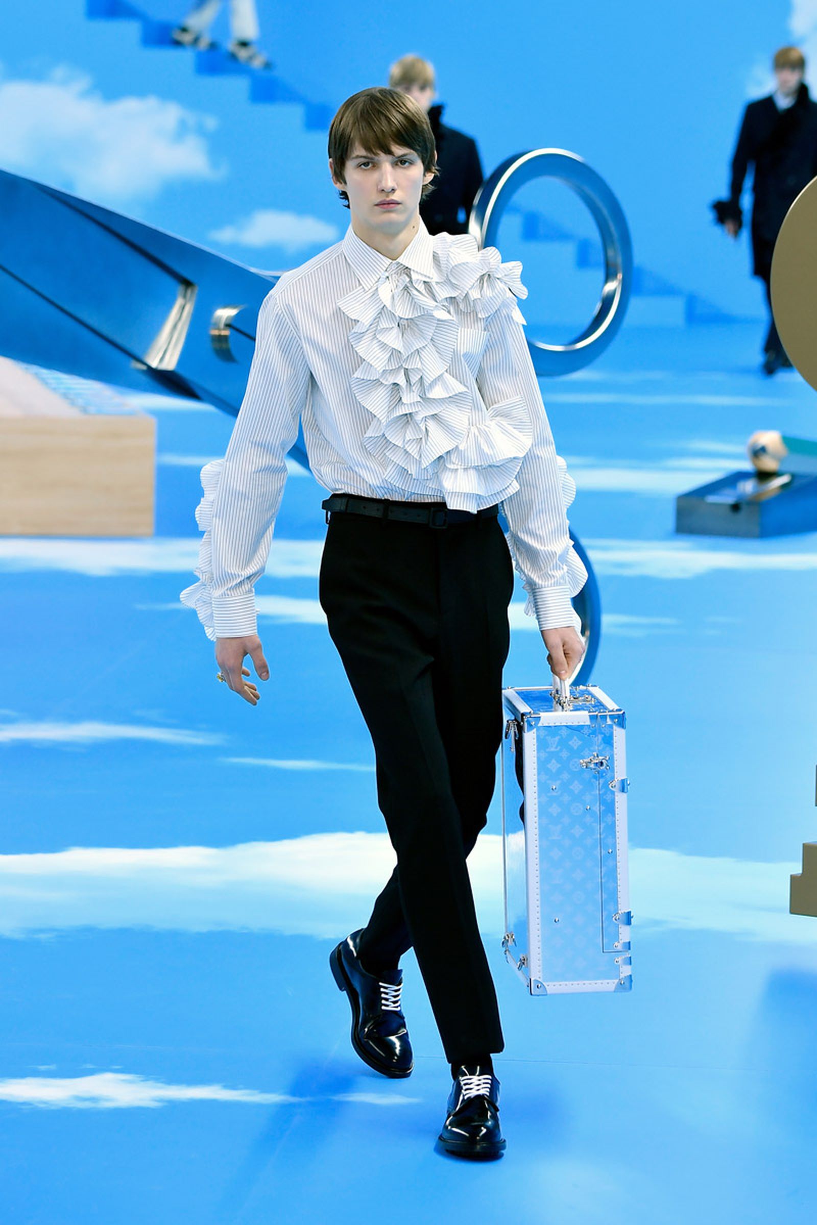 PARIS, FRANCE - JANUARY 16: A model walks the runway during the Louis Vuitton Menswear Fall/Winter 2020-2021 show as part of Paris Fashion Week on January 16, 2020 in Paris, France. (Photo by Kristy Sparow/Getty Images)