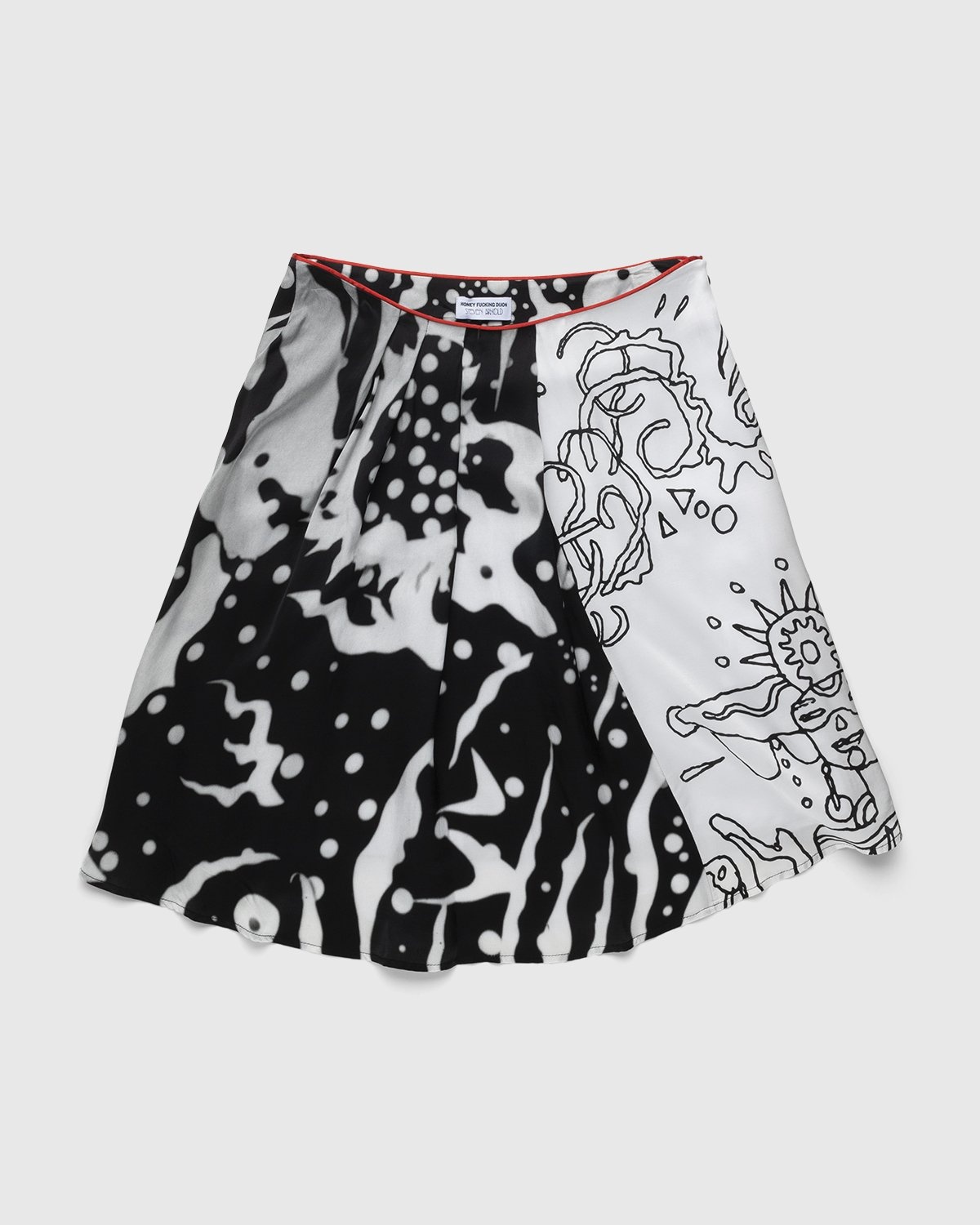 Honey Fucking Dijon x Steven Arnold – Drapy Satin Asymmetrical Woven Skirt - Skirts - White - Image 1