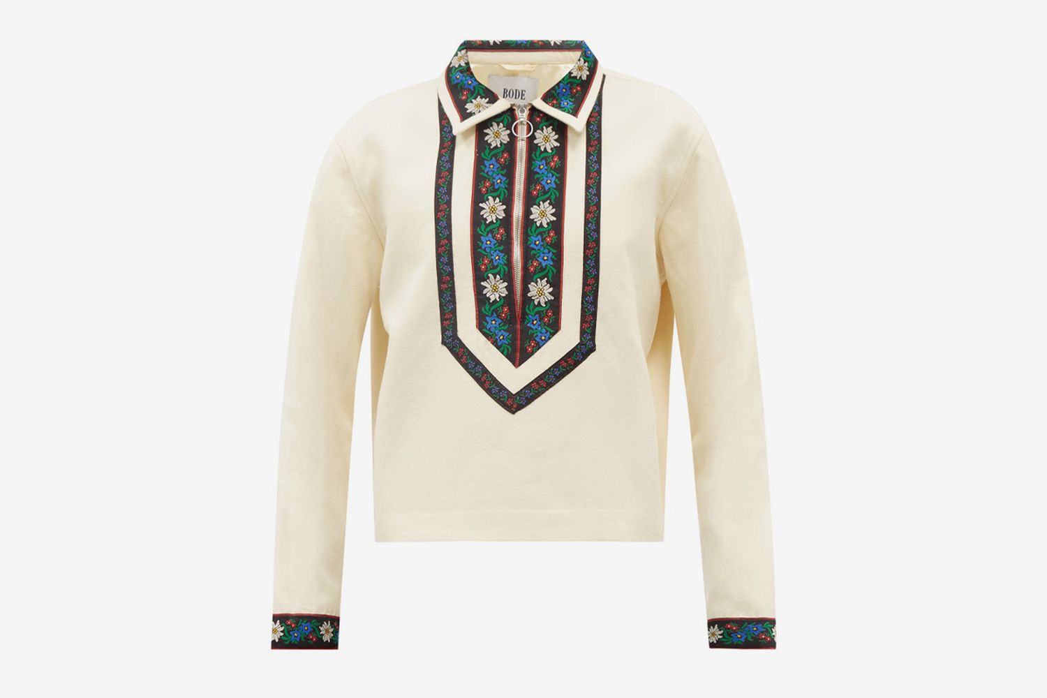 Floral-Embroidered Merino Sweater
