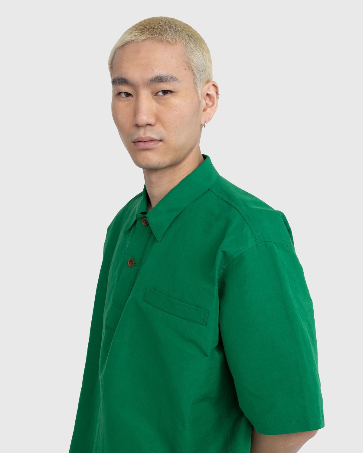 Auralee – High Density Finx Linen Weather Shirt Green - Shirts - Green - Image 5