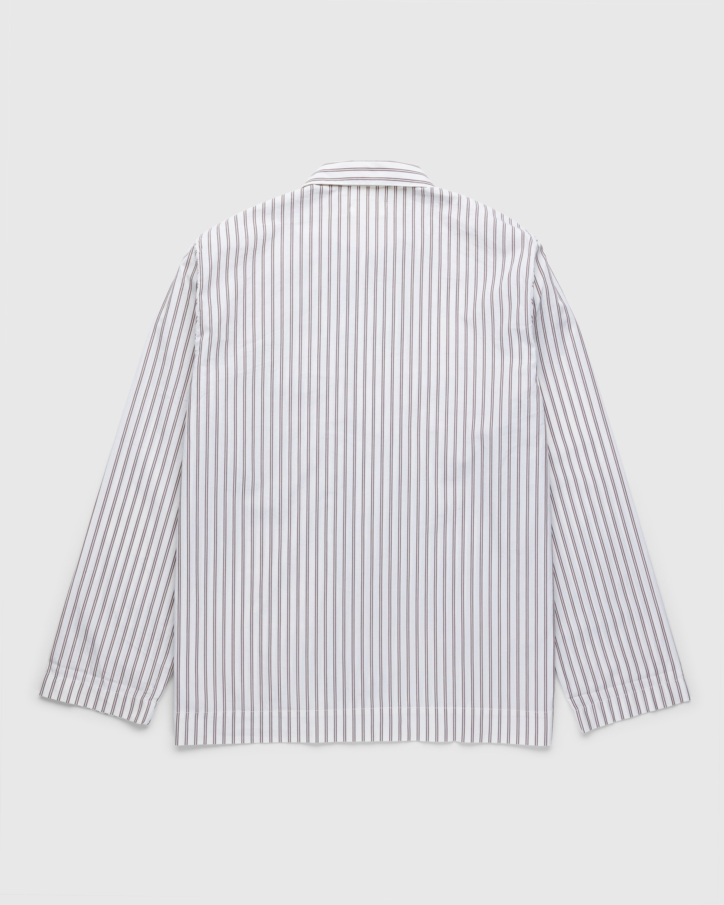 Tekla – Cotton Poplin Pyjamas Shirt Hopper Stripes - Pyjamas - Beige - Image 2