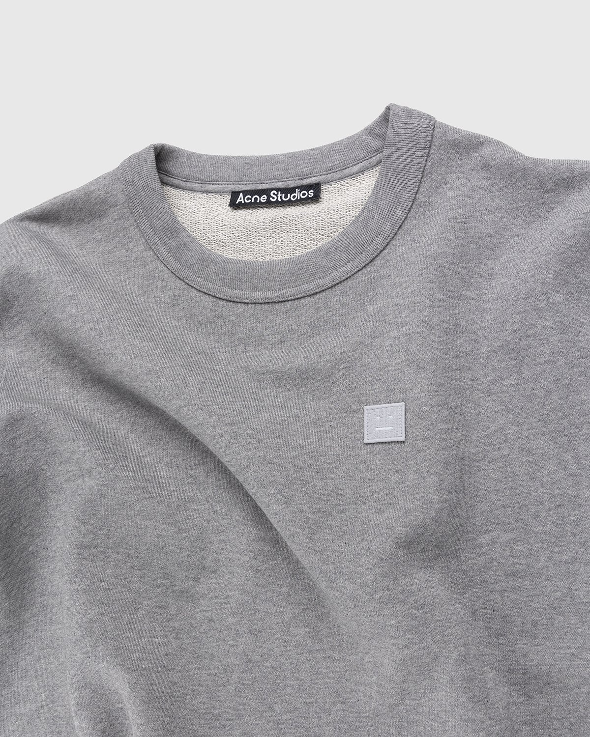 Acne Studios – Organic Cotton Crewneck Sweatshirt Light Grey Melange - Sweats - Grey - Image 4