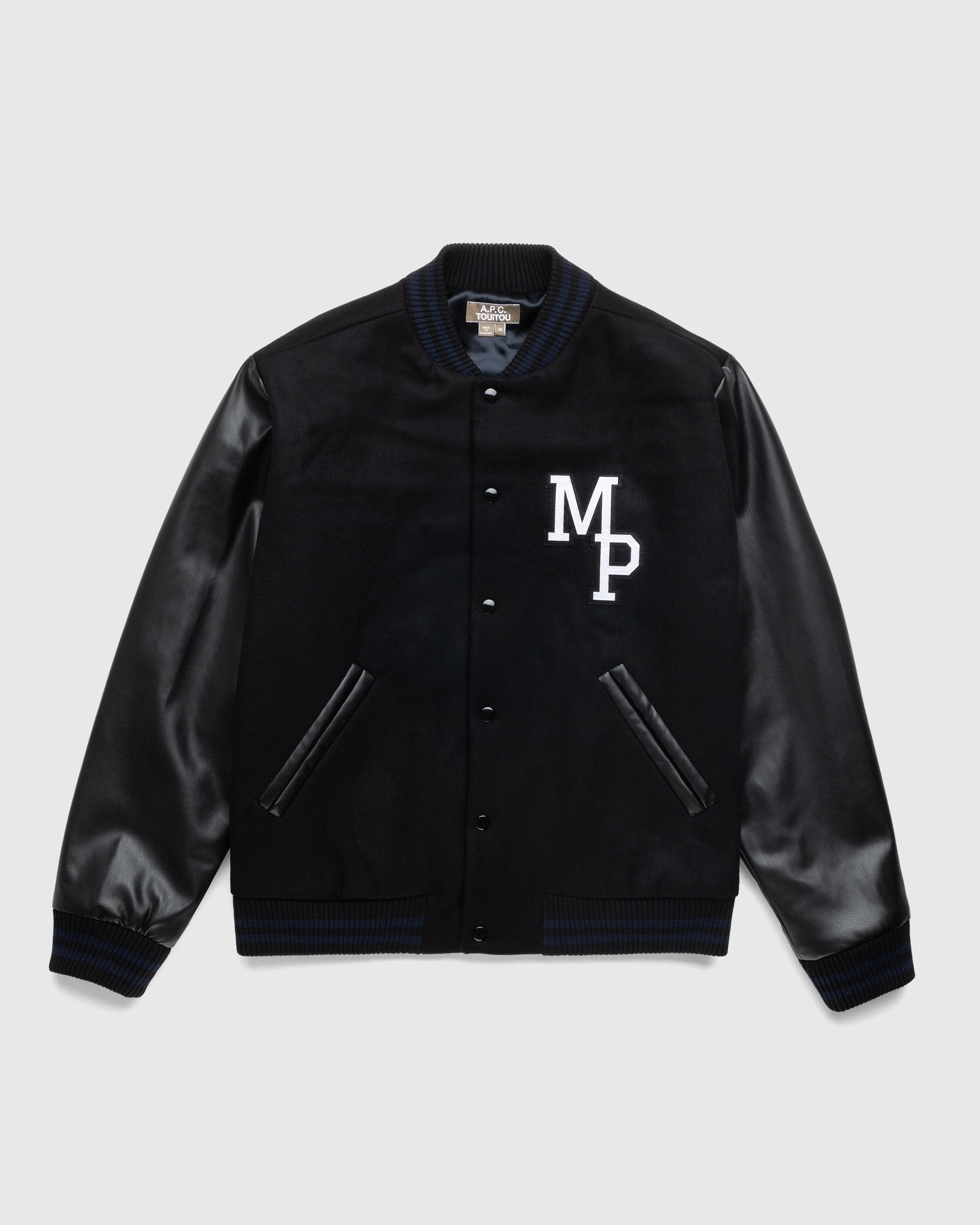 BOSS - Varsity-style jacket with monogram-embossed leather sleeves