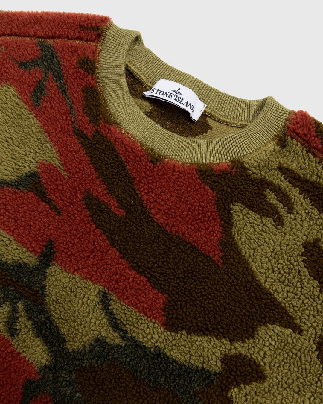 Stone Island – Heritage Camo Jacquard Wool-Nylon Crewneck Military Green - Sweats - Green - Image 3
