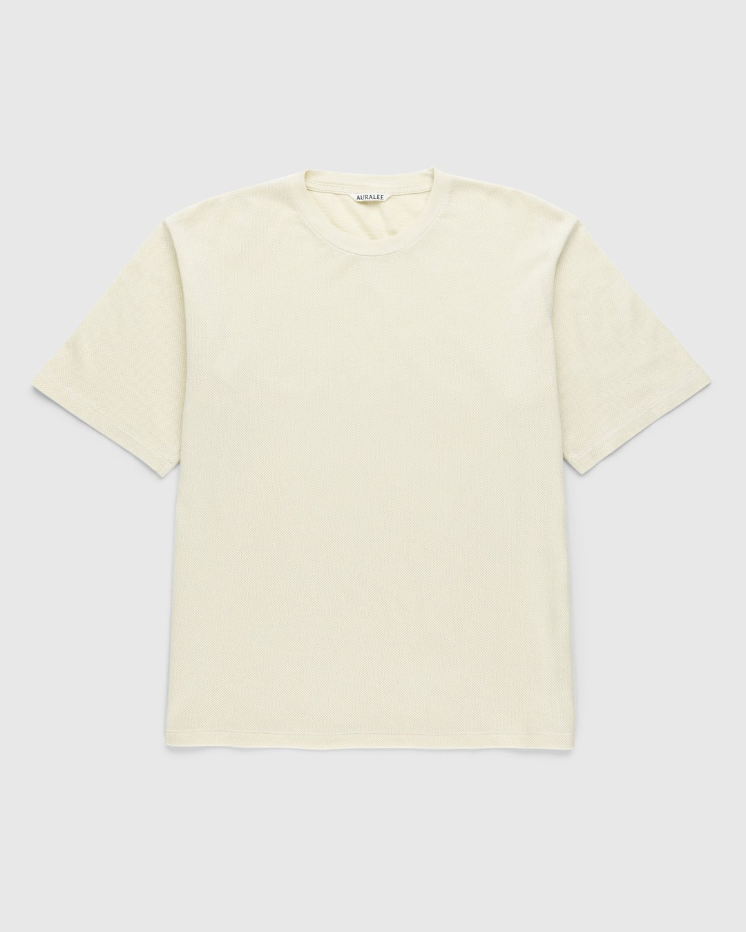 Auralee – Cotton Mesh Dyed Tee Ivory - Tops - Beige - Image 1