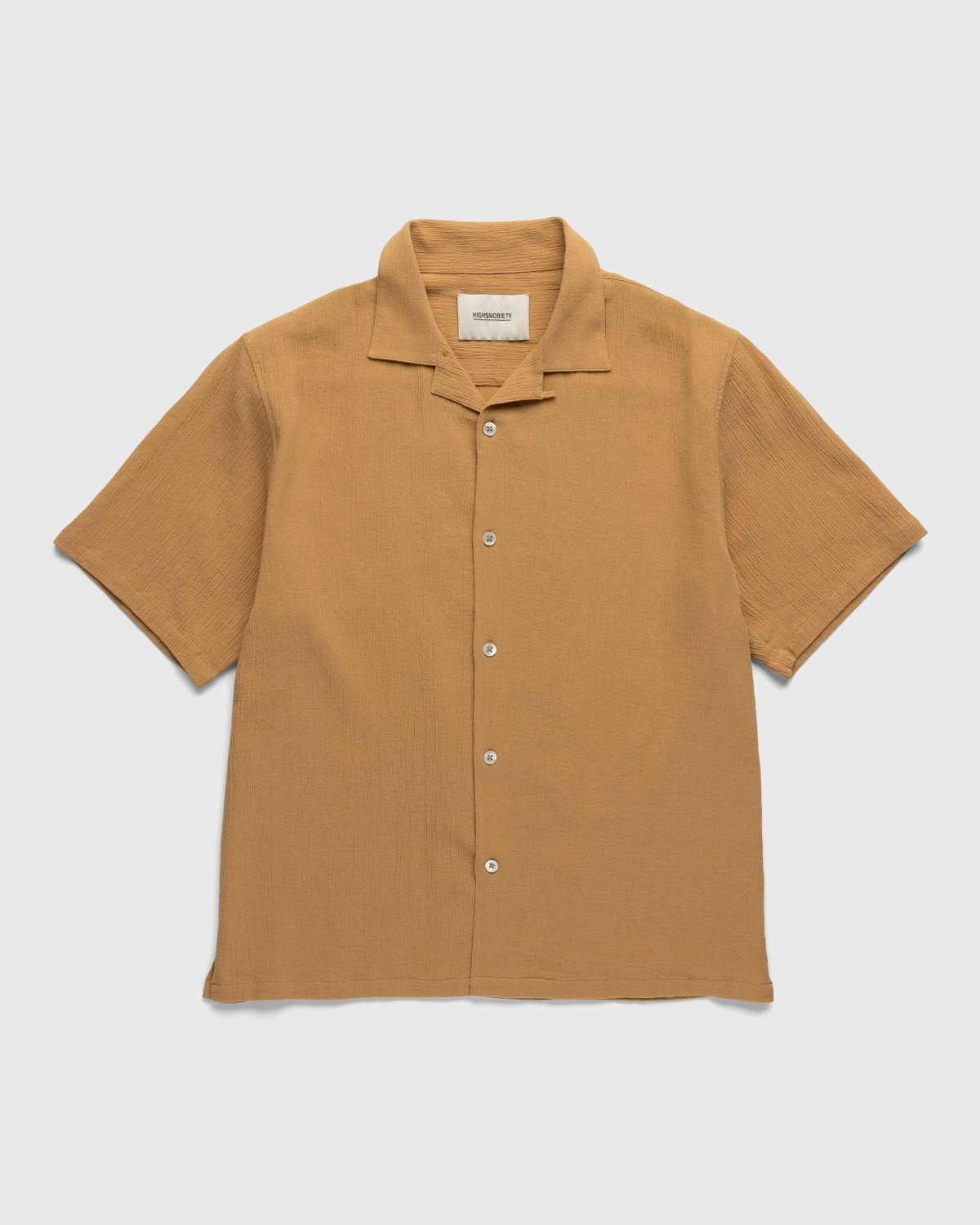 Highsnobiety – Crepe Short Sleeve Shirt Brown - Shirts - Brown - Image 1