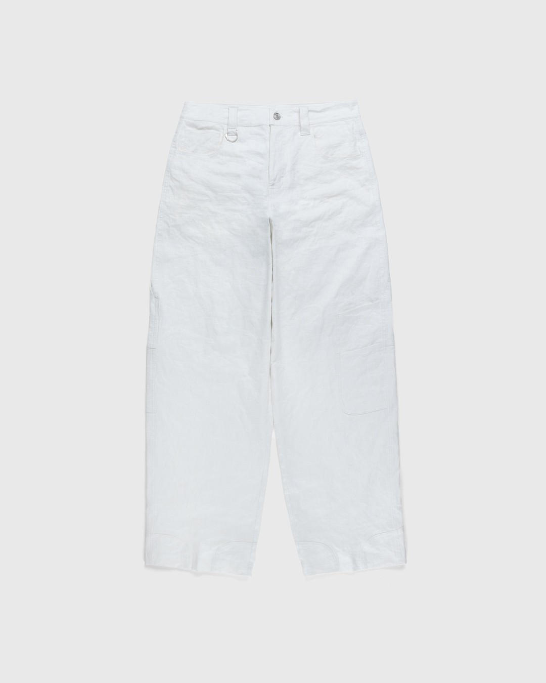 Trussardi – Wrinkled Cotton Trousers White - Pants - White - Image 1