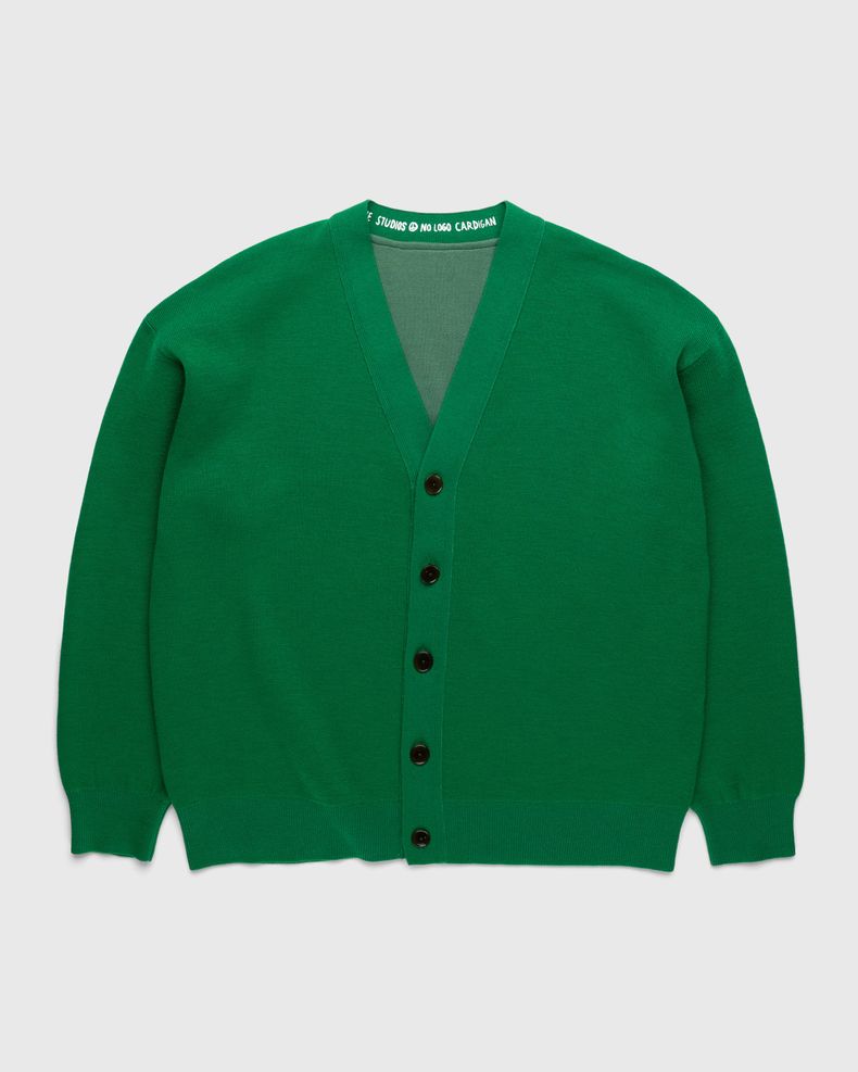 Wool Blend V-Neck Cardigan Sweater Electric Green