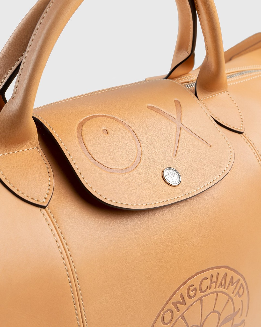 Longchamp x André Saraiva – Le Pliage Cuir André Travel Bag Natural - Bags - Beige - Image 4