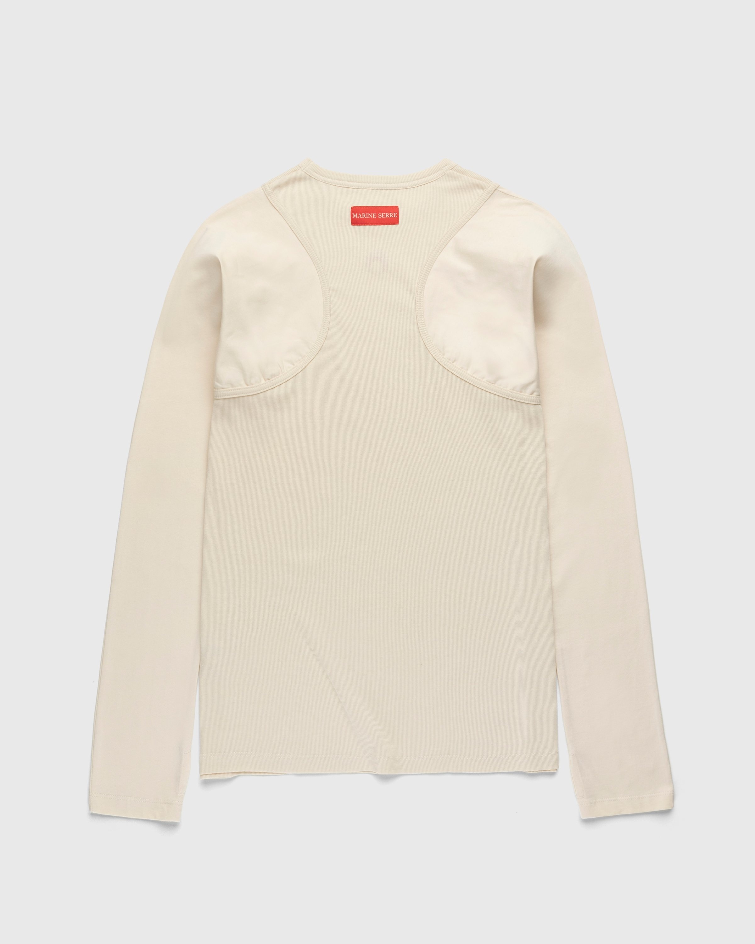Marine Serre – Organic Cotton Relaxed Long-Sleeve Top Beige - Longsleeves - Beige - Image 8