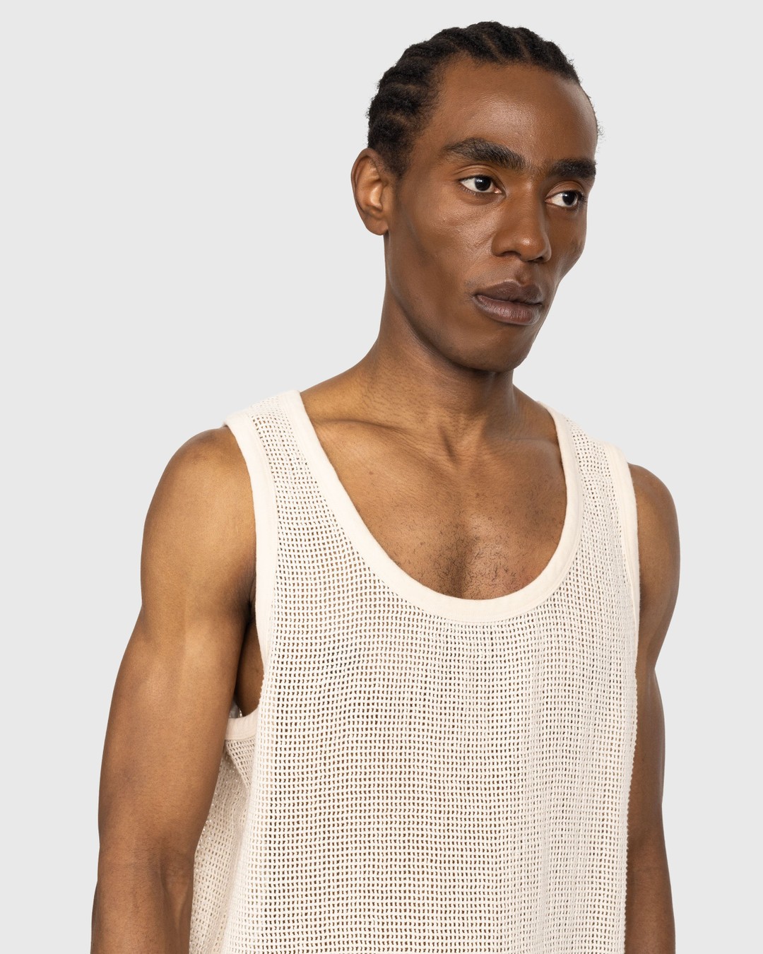 Highsnobiety – Cotton Mesh Knit Tank Top Eggshell - Tops - Beige - Image 5